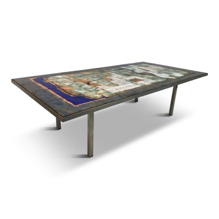 steel coffee table with enameled top by giorgio musoni 1970s 11