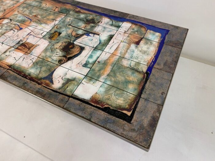 steel coffee table with enameled top by giorgio musoni 1970s 4