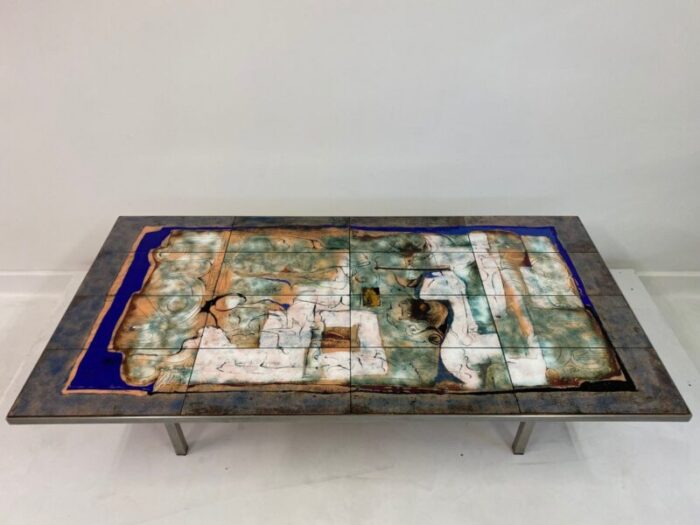 steel coffee table with enameled top by giorgio musoni 1970s 6