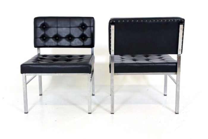 swedish faux leather lounge chairs 1950s 1950s set of 2 3