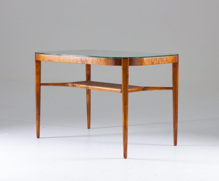 swedish modern dining table in birch glass rattan from bodafors 1940s 2