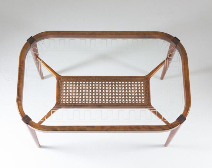 swedish modern dining table in birch glass rattan from bodafors 1940s 7