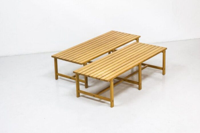 swedish pine benches 1960s set of 2 1