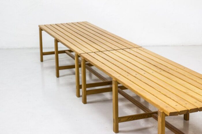 swedish pine benches 1960s set of 2 13