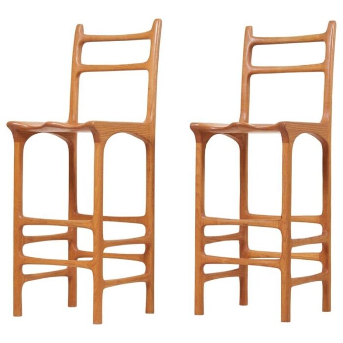 tall back studio barstools 1970s set of 2 1