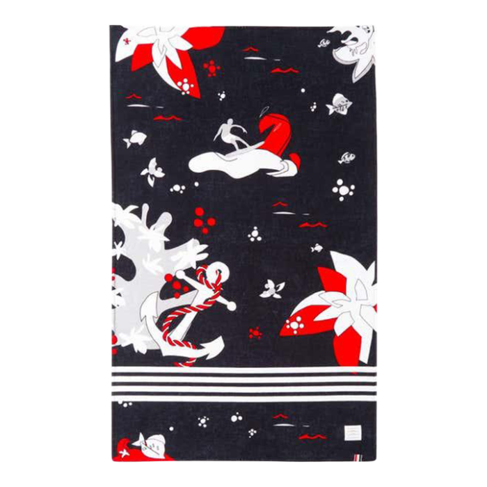 thom browne hawaiian pattern 4 bar beach towel navy blue italy spring 2020 9386