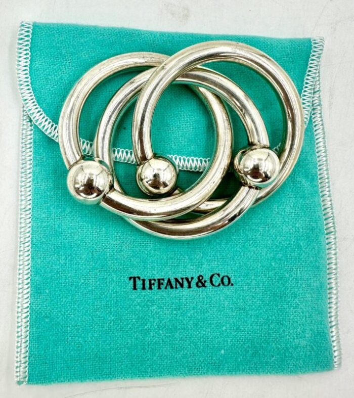 tiffany and co sterling silver baby teeth teething triple ring 3 rings rattle 925 vintage nursery 1513