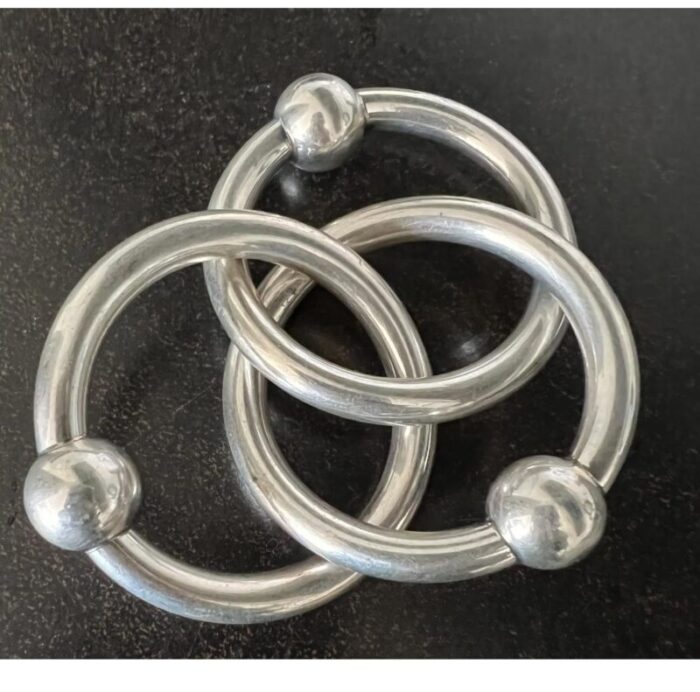 tiffany and co sterling silver baby teeth teething triple ring 3 rings rattle 925 vintage nursery 9510