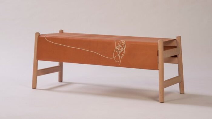 trazo leather bench by caterina moretti and justine troufleau 1