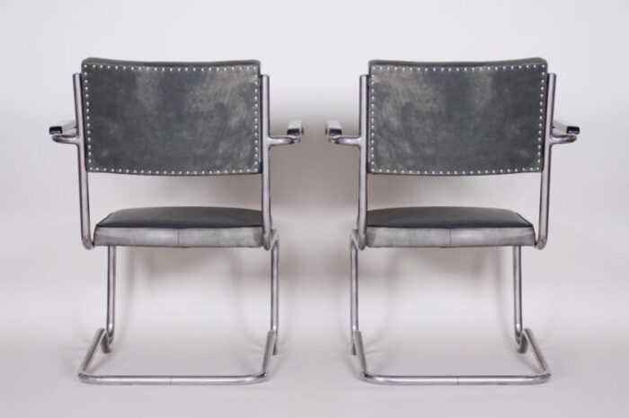 tubular leather armchairs by ladislav zak for hynek gottwald 1930s set of 2 11