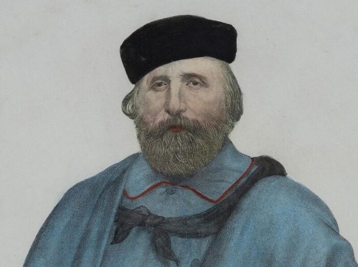 unknown portrait of giuseppe garibaldi lithograph 19th century framed 1230