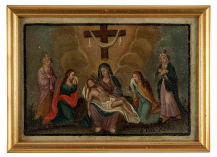 unknown way of the cross xiii oil painting 17th century framed 4903