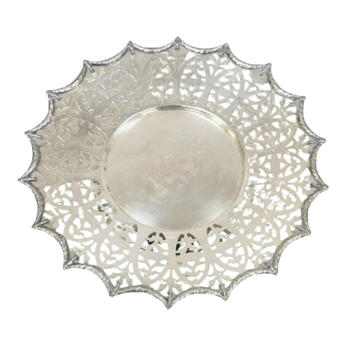 victorian silver plated draped rim small footed trinket dish platter tray 2261