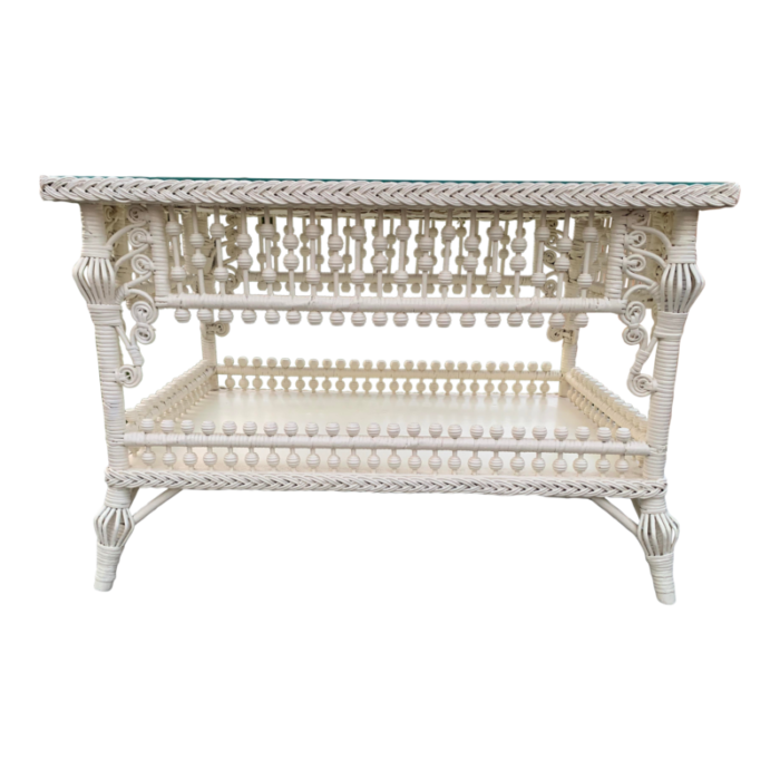 victorian style wicker coffee cocktail table 8964