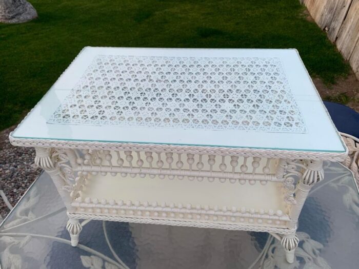 victorian style wicker coffee cocktail table 9652