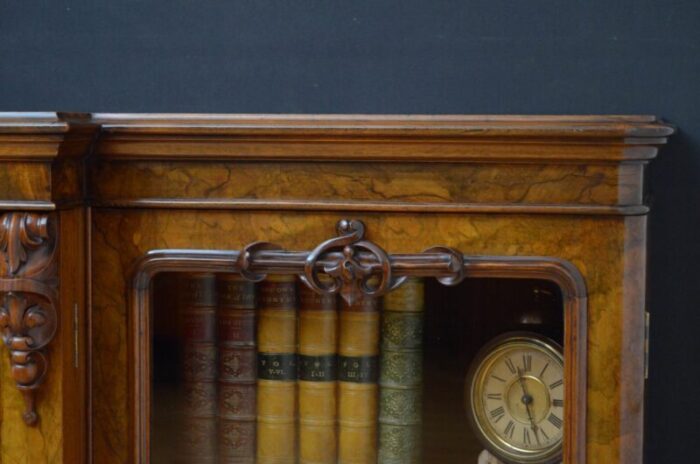 victorian walnut breakfronted bookcase 6