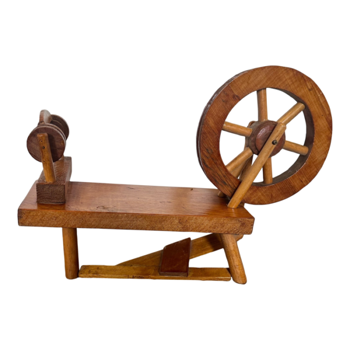 vintage 1920s folk art table top spinning wheel hand crafted 3810