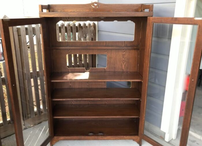 vintage 1930s arts and crafts oak display cabinet 1849