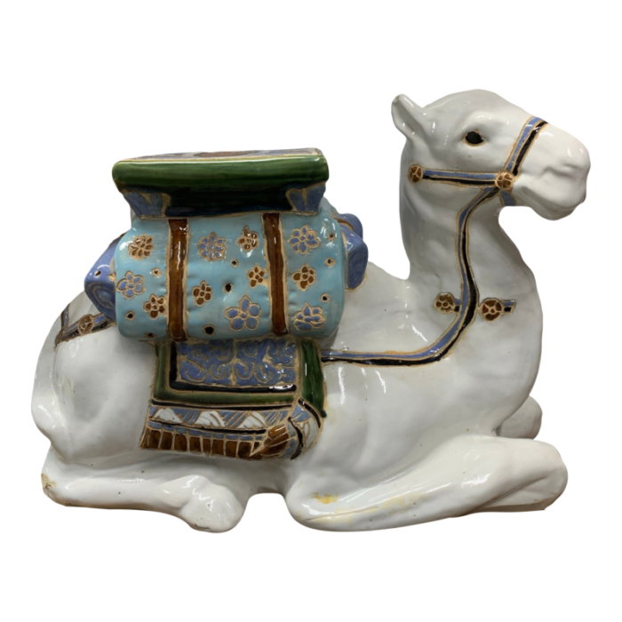 vintage 1960s glazed ceramic camel plant stand 7601