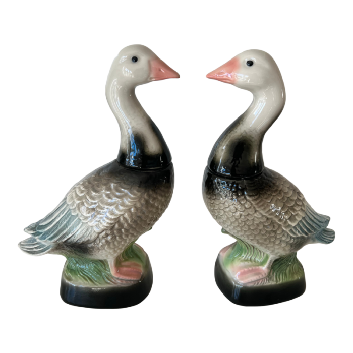 vintage 1979 jim beam goose decanters a pair 9759