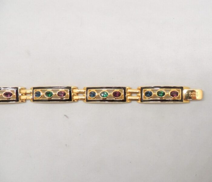 vintage 1980s signed bijoux cascio italy enamel and rhinestone bracelet 3627