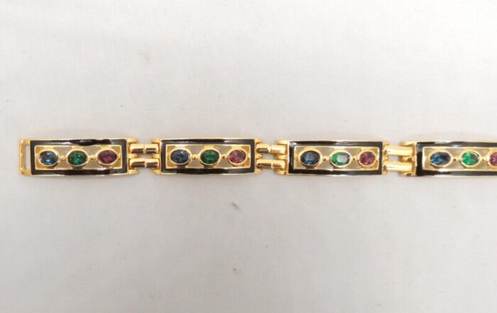 vintage 1980s signed bijoux cascio italy enamel and rhinestone bracelet 4140