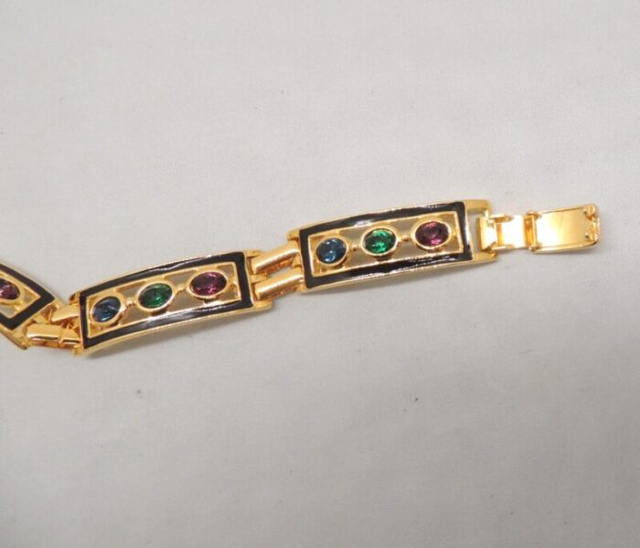 vintage 1980s signed bijoux cascio italy enamel and rhinestone bracelet 7125