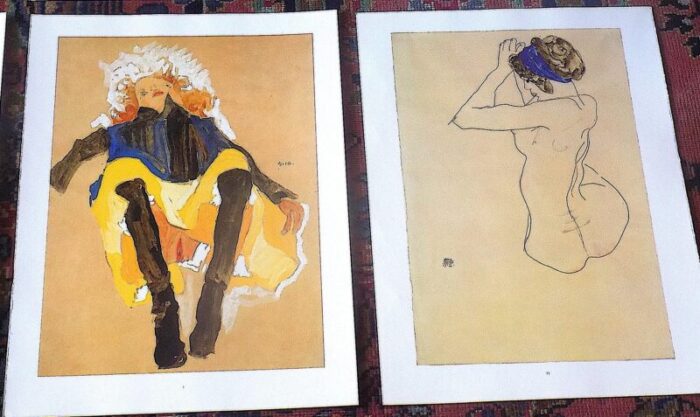 vintage 20th century signed egon schiele expressionist female figural lithographs set of 9 1391