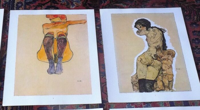 vintage 20th century signed egon schiele expressionist female figural lithographs set of 9 6240