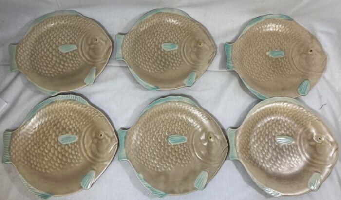 vintage 8 piece art deco shorter and sons fish plates and creamergravy boat from england circa 1930 4573