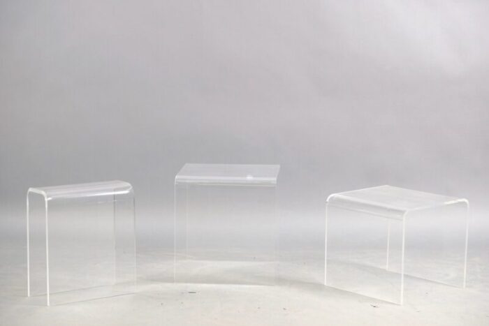 vintage acrylic glass side tables 1970s set of 3 1