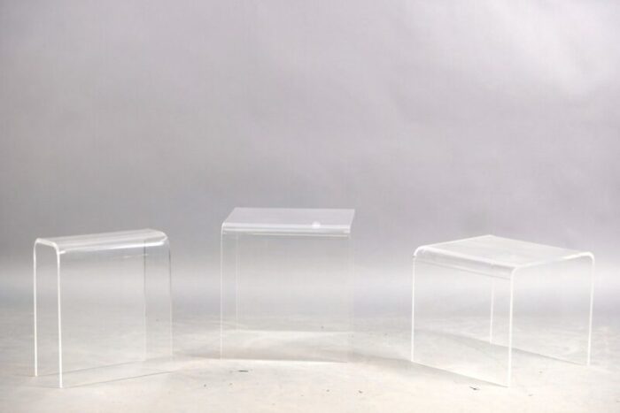 vintage acrylic glass side tables 1970s set of 3 5