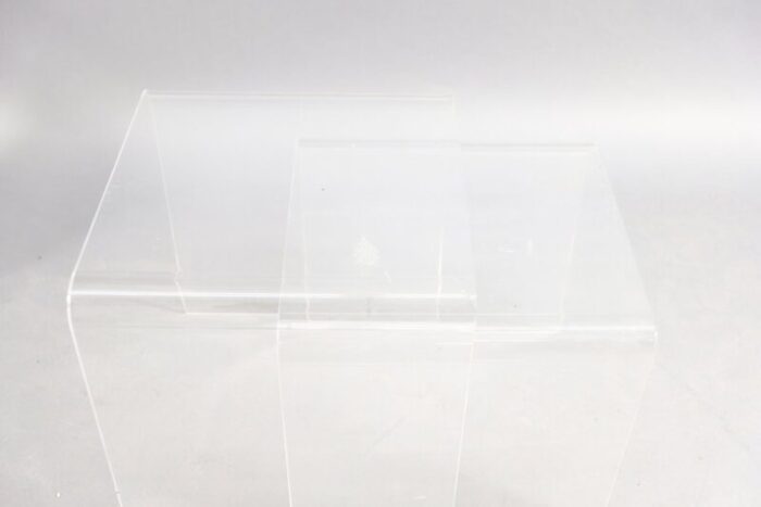 vintage acrylic glass side tables 1970s set of 3 6