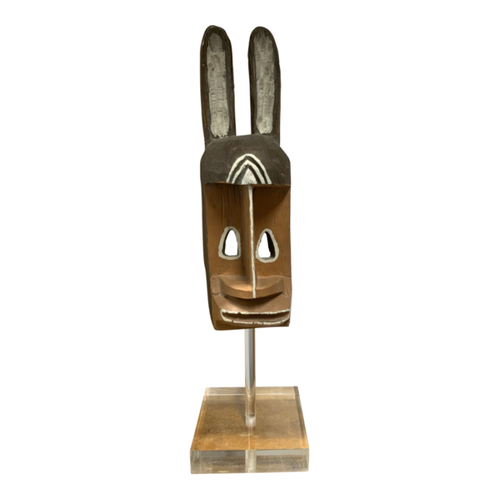 vintage african dogon rabbit mask from mali on acrylic stand 5256