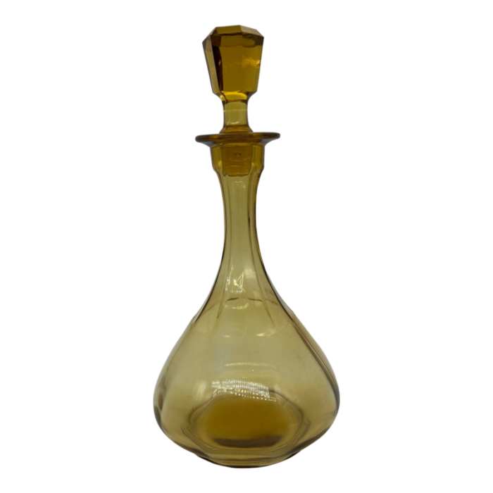 vintage amber glass decanter with stopper 6443