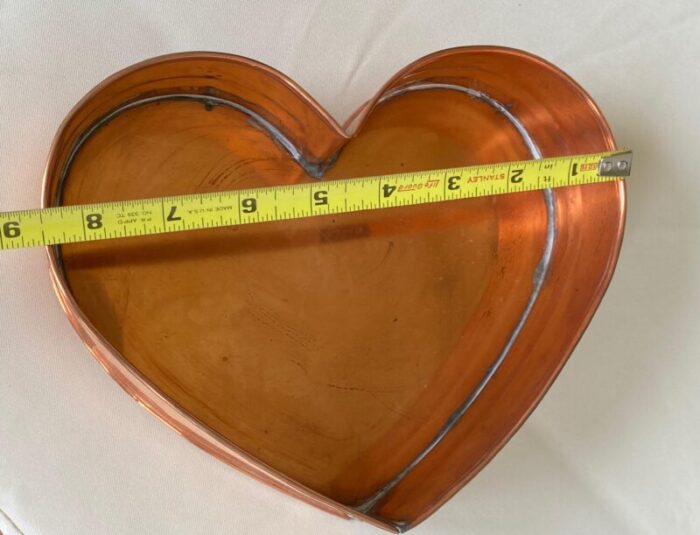 vintage american artisans coppersmith michael bonne handmade copper heart shaped pantray 1988 signed and dated 7005