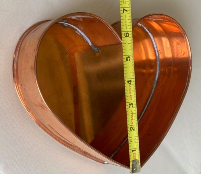 vintage american artisans coppersmith michael bonne handmade copper heart shaped pantray 1988 signed and dated 7417