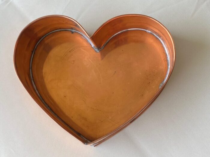 vintage american artisans coppersmith michael bonne handmade copper heart shaped pantray 1988 signed and dated 9917