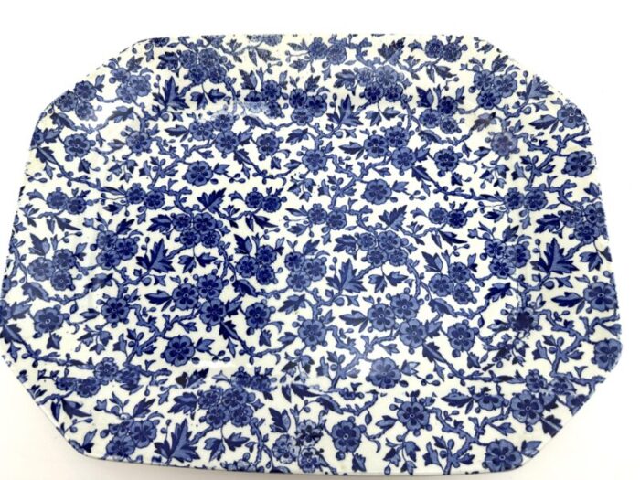 vintage arden burleigh england blue and white tray 0781