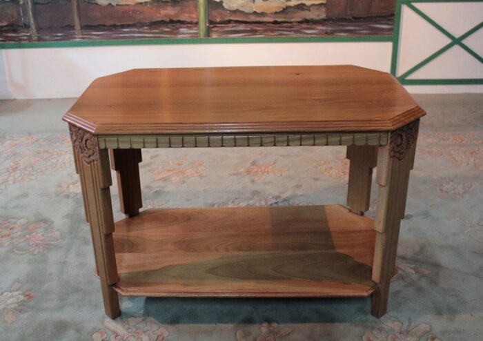 vintage art deco blond mahogany coffee table 1