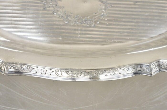 vintage art nouveau silver plated oval trinket dish candy dish tray 0245