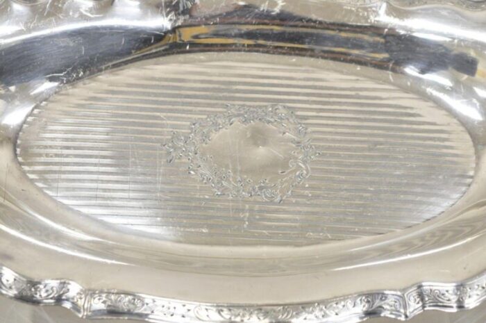 vintage art nouveau silver plated oval trinket dish candy dish tray 3725