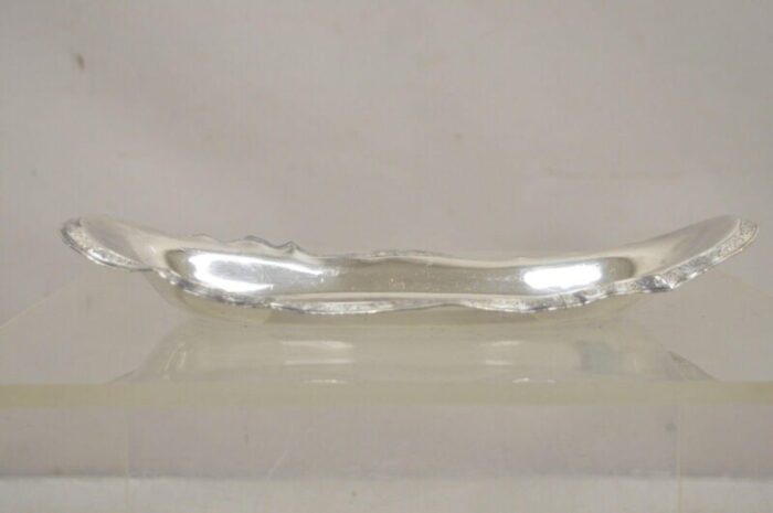 vintage art nouveau silver plated oval trinket dish candy dish tray 7782