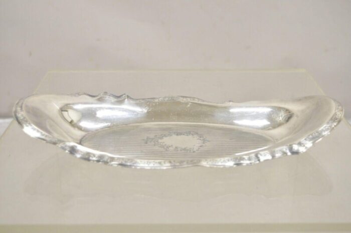 vintage art nouveau silver plated oval trinket dish candy dish tray 8476