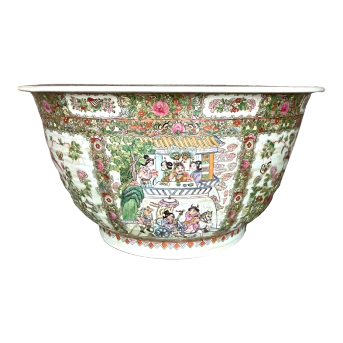 vintage asian monumental rose famile centerpiece bowl 5074