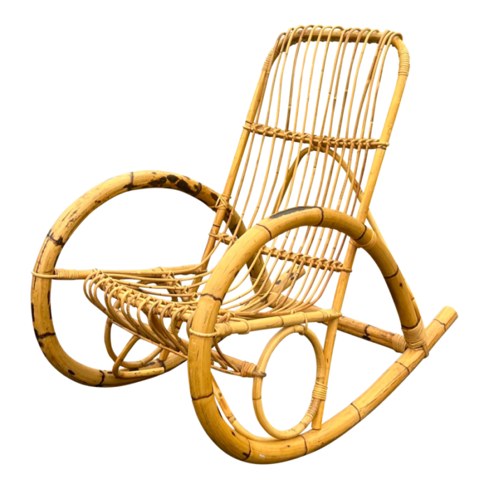 vintage bamboo 1960s franco albini style rocker 5566