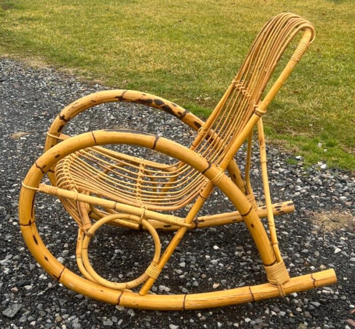 vintage bamboo 1960s franco albini style rocker 6917