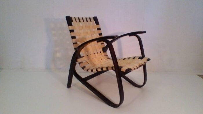 vintage beechwood lounge chair by jan vanek 1930s 2