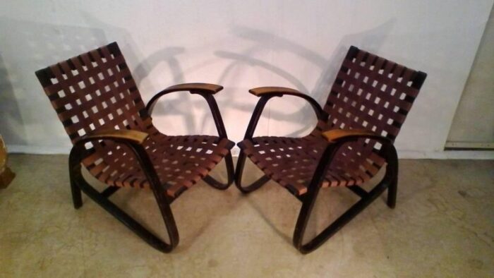 vintage bent beechwood armchairs by jan vanek 1930s set of 2 3