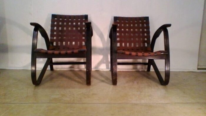 vintage bent beechwood armchairs by jan vanek 1930s set of 2 5